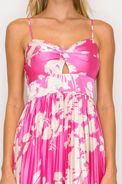 Blossom Satin Pleat Detail Maxi Dress