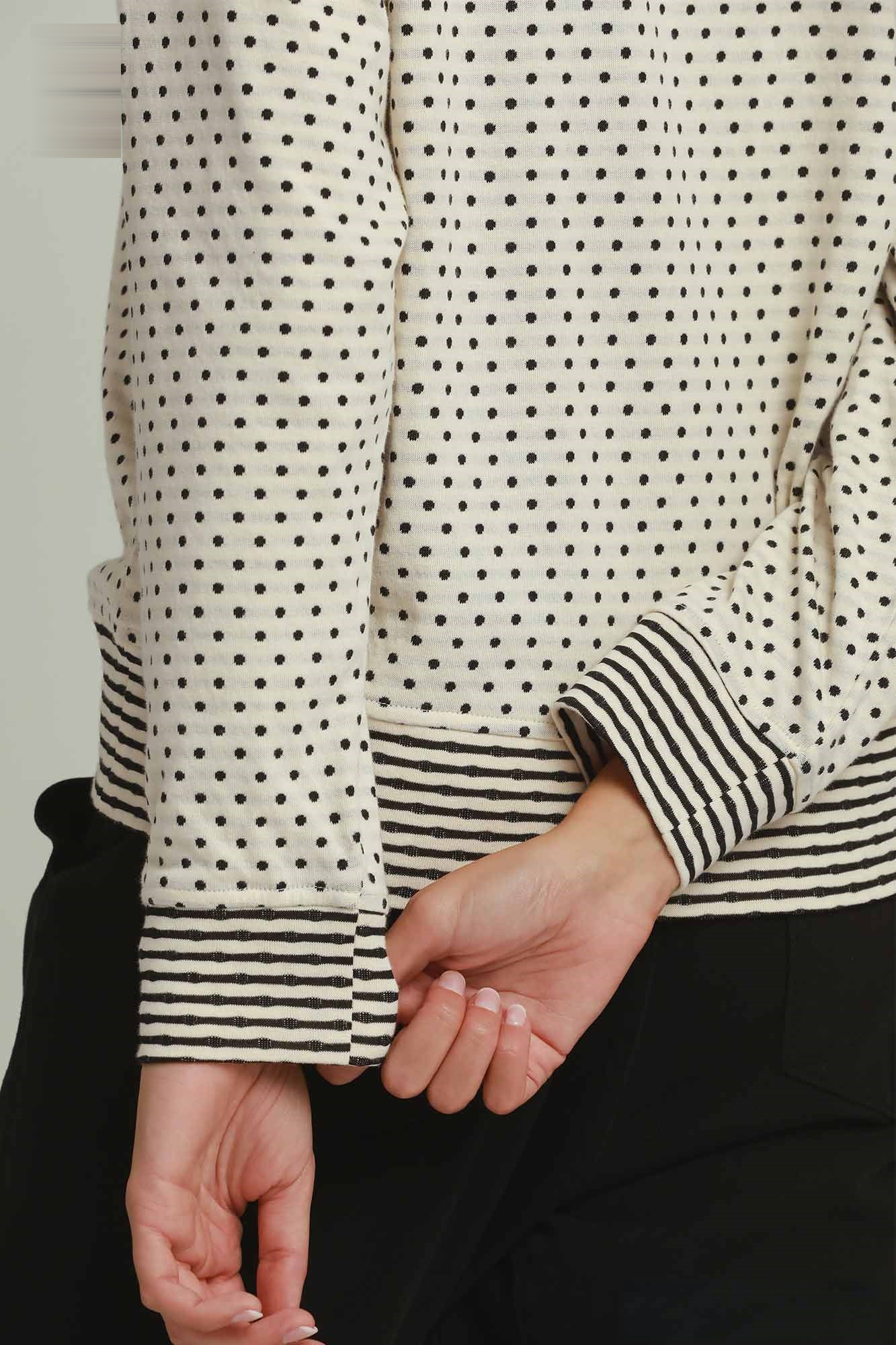 Polka Dot Half Zip Pullover