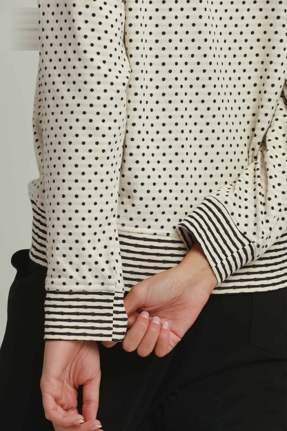 Polka Dot Half Zip Pullover
