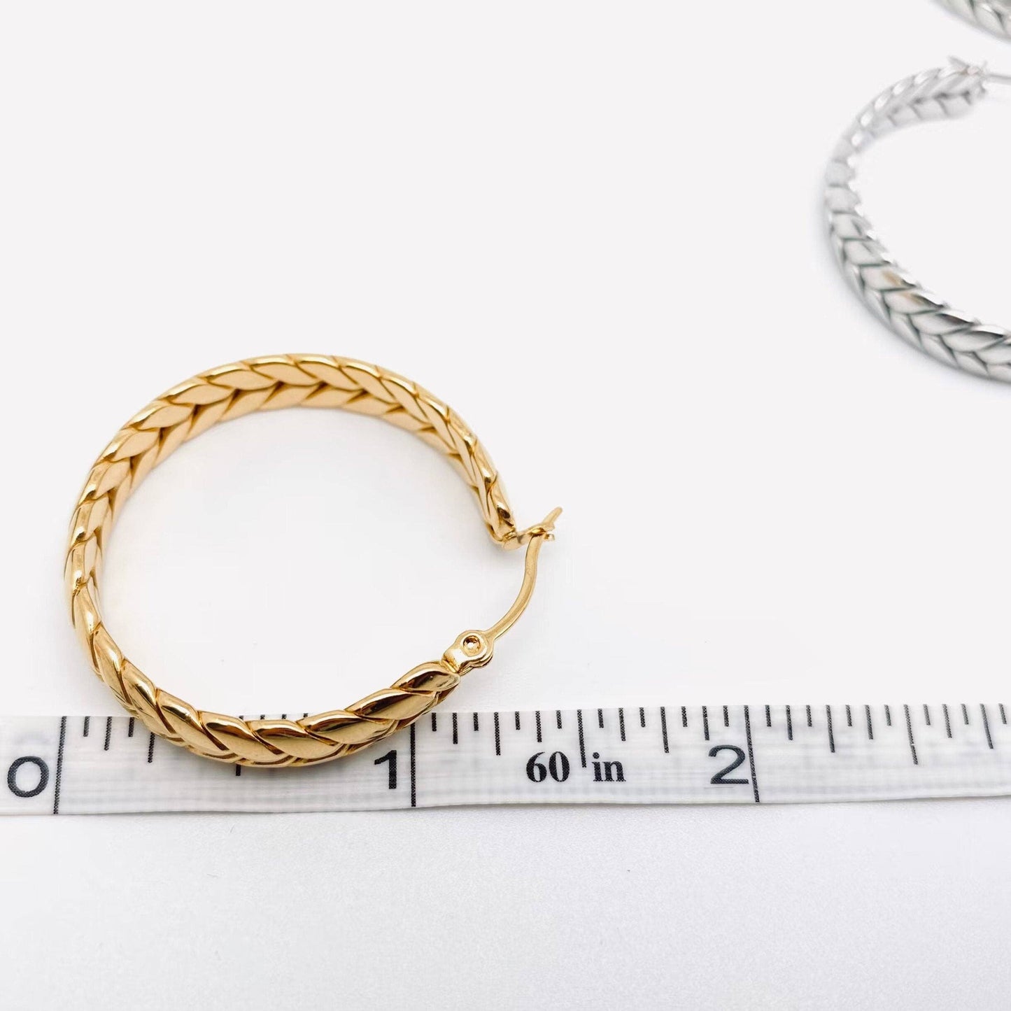 Wheat-shaped Stainless Steel Hoop Earrings - FGS