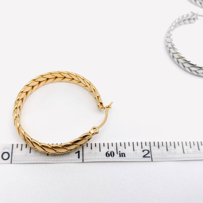 Wheat-shaped Stainless Steel Hoop Earrings - FGS