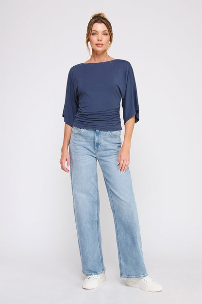 Double Knit Angel Sleeve Cinch Side Top