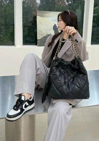 Chrissy Puffer Quilted Hobo Tote