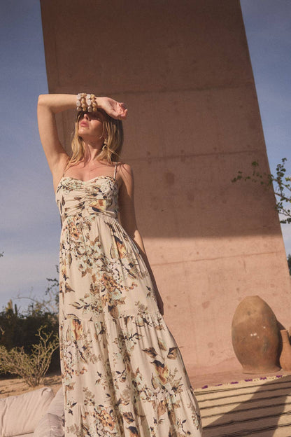 Floral Crepe Wide-Leg Tiered Ruffle Cami Jumpsuit