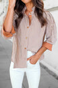 Stripe Colorblock Frilled Collar Button Down Shirt | S-XL