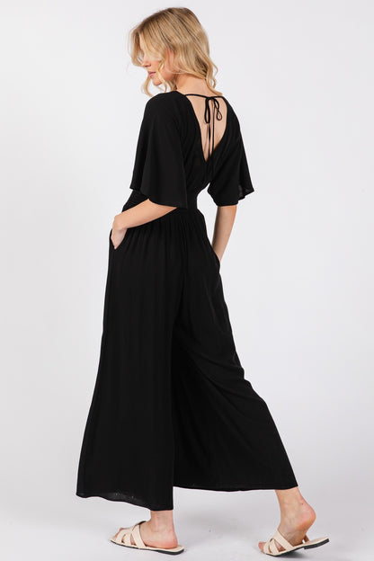 Heavy Gauze Smocked Waist Jumpsuit