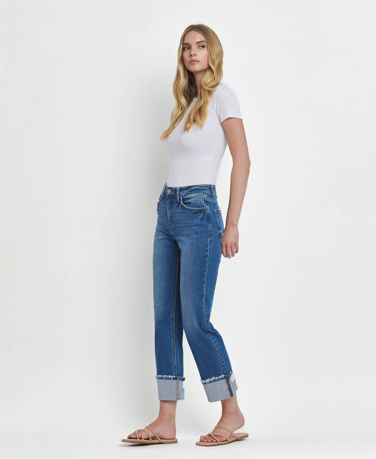 DAPHNE HIGH RISE CUFFED STRAIGHT