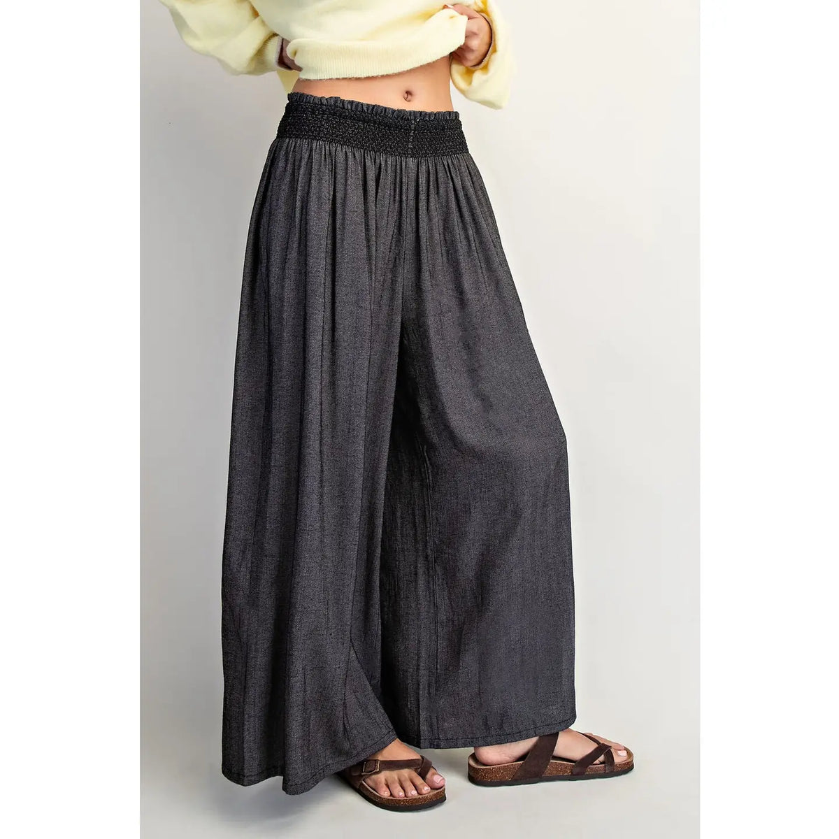 Linen-Blend Wide Pants