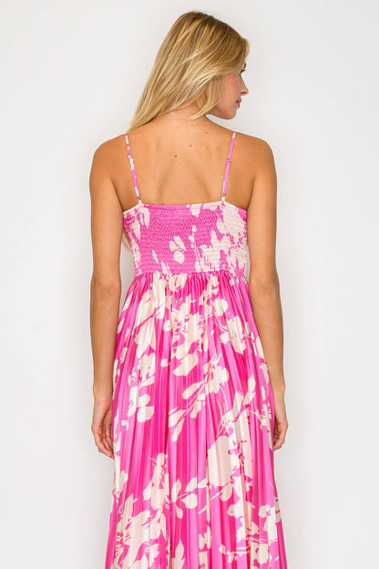 Blossom Satin Pleat Detail Maxi Dress