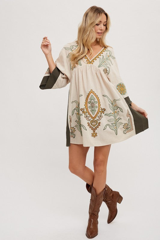 Sage Embroidered Dress
