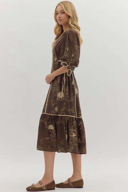 Fall Botanical Midi Dress