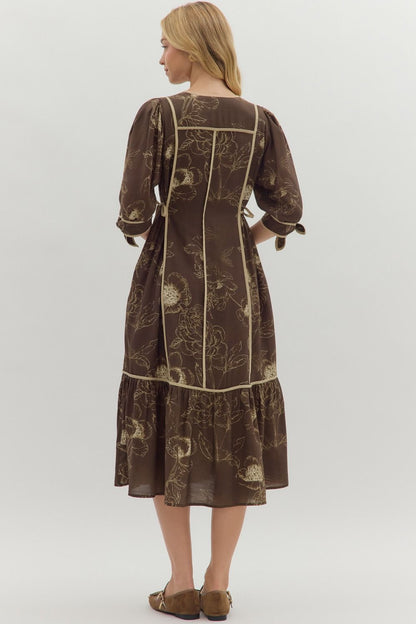 Fall Botanical Midi Dress