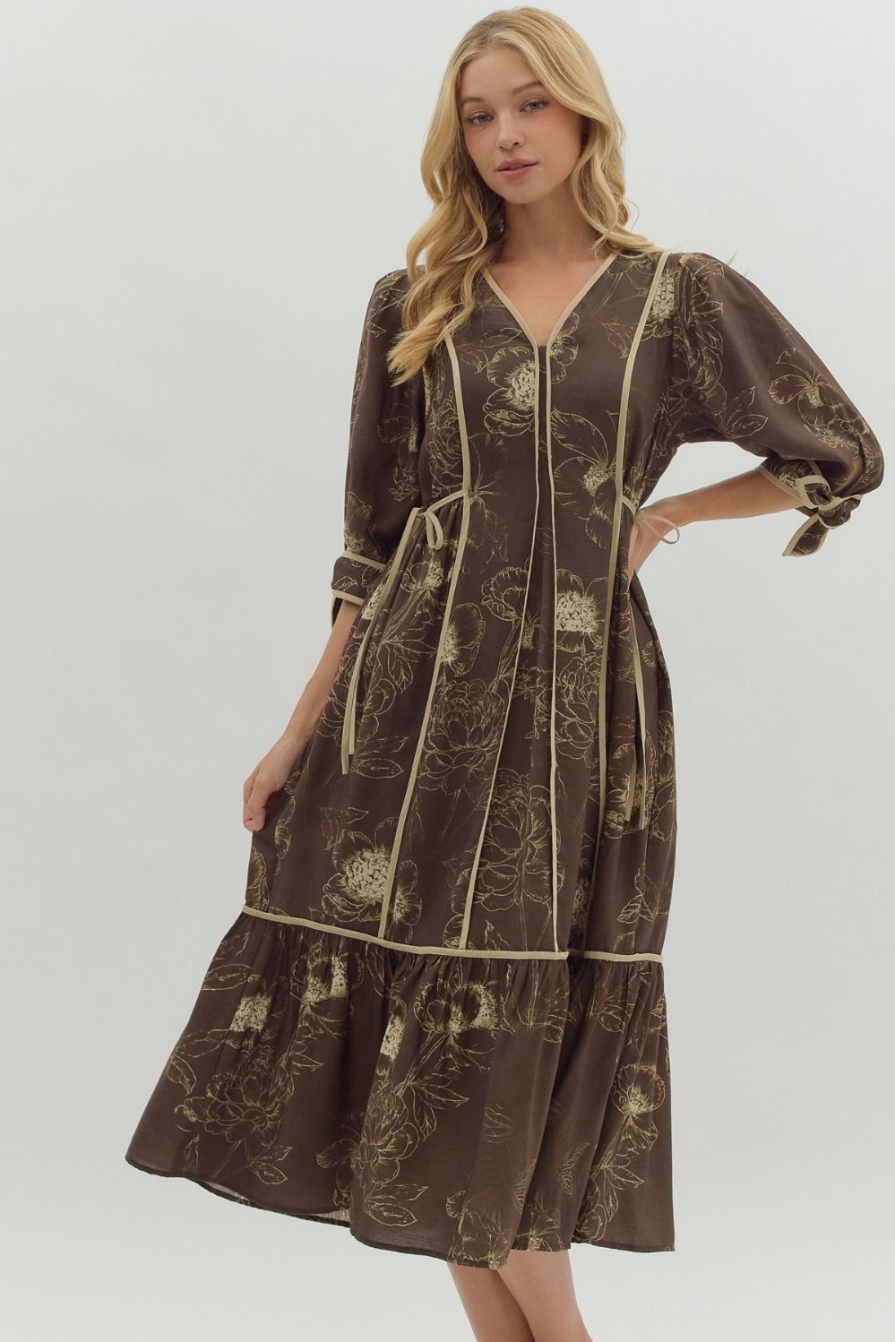 Fall Botanical Midi Dress