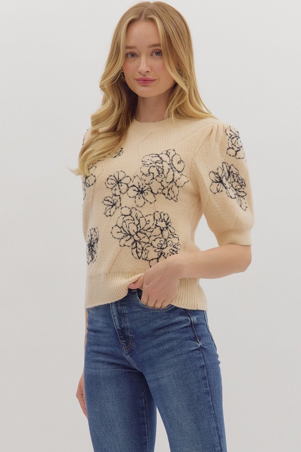 Ecru Bloom Sweater