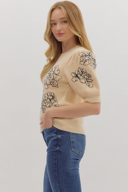 Ecru Bloom Sweater