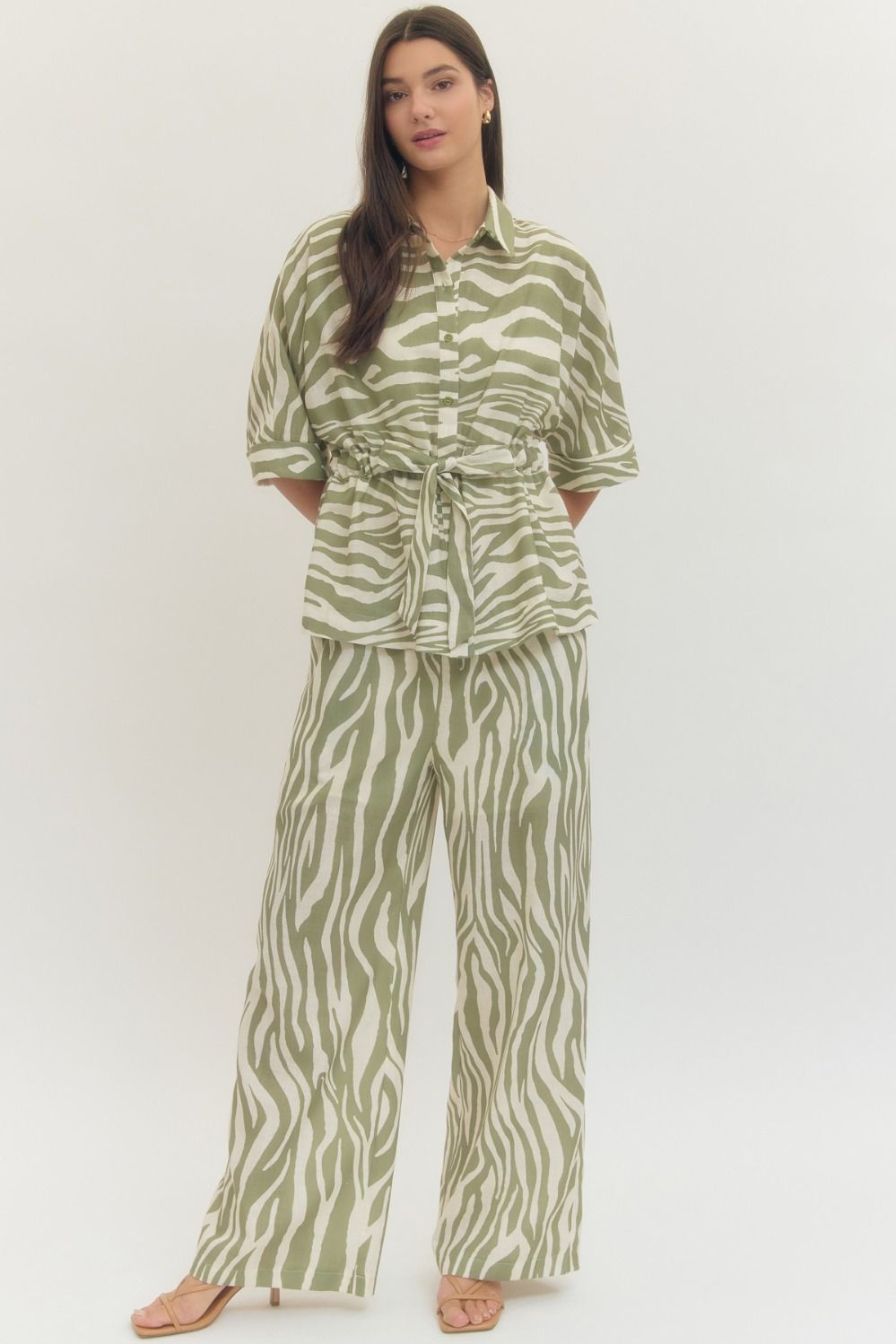 Zebra print button-front top