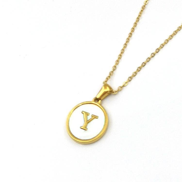 Round 18K Gold-plated Stainless Steel 26 Letters Necklace