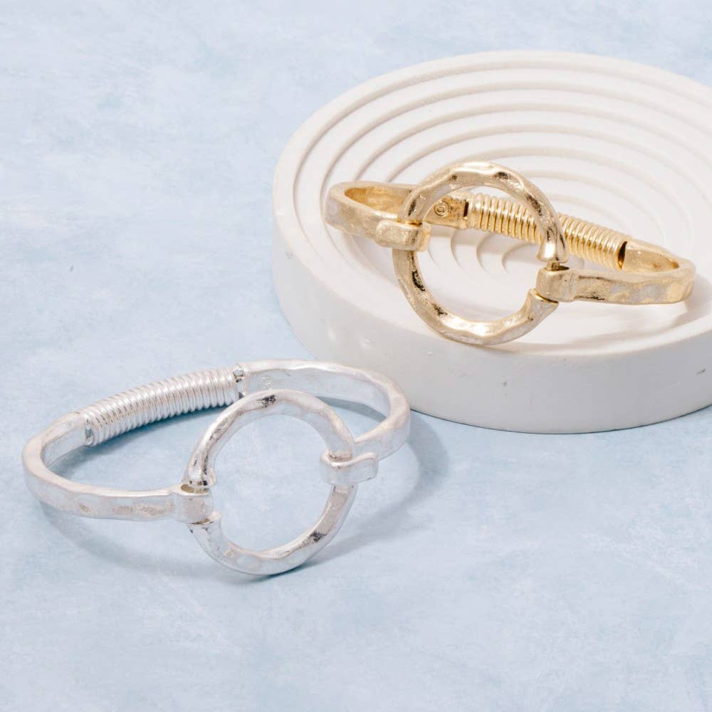 Hammered Circle Bangle Bracelet