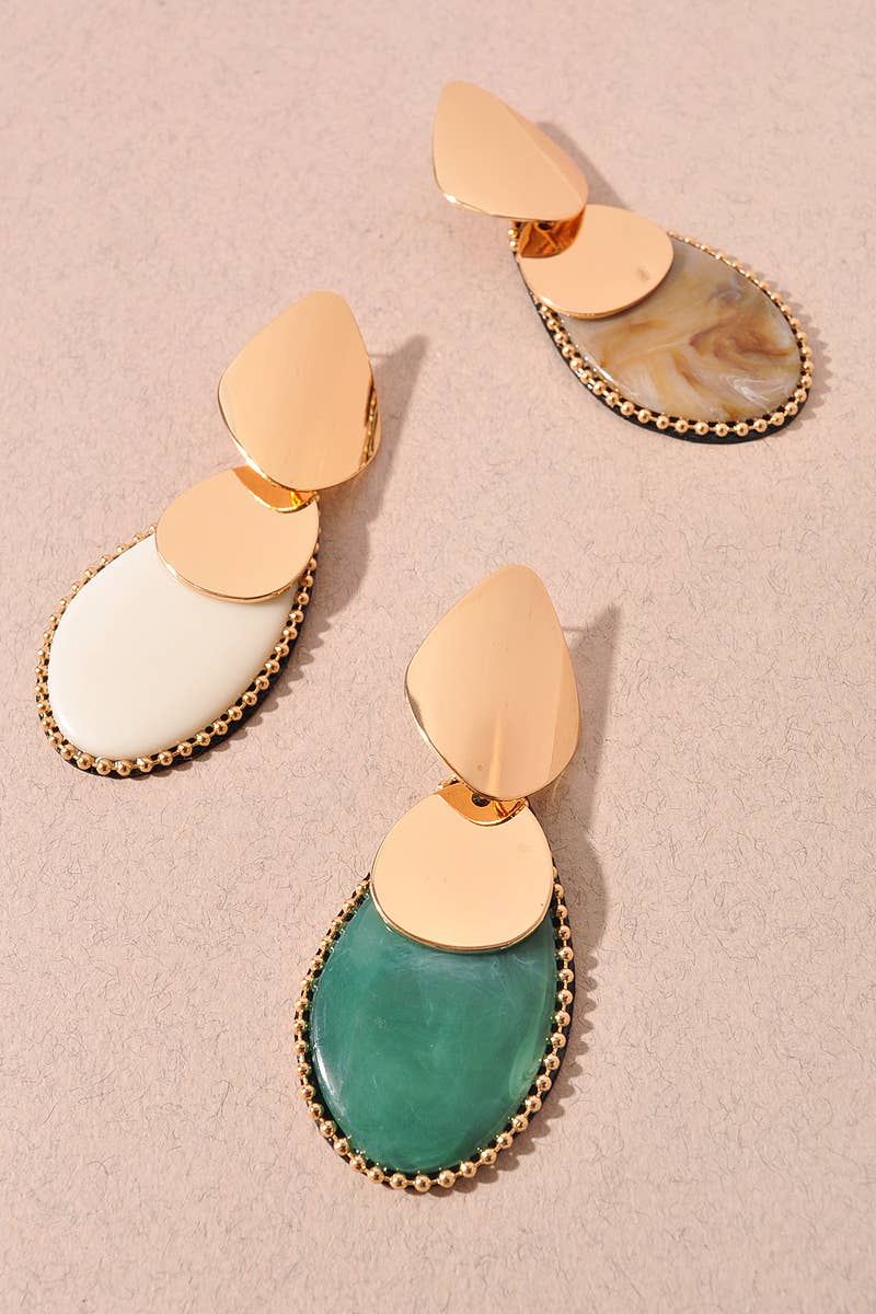 STONE TEARDROP STATEMENT EARRINGS