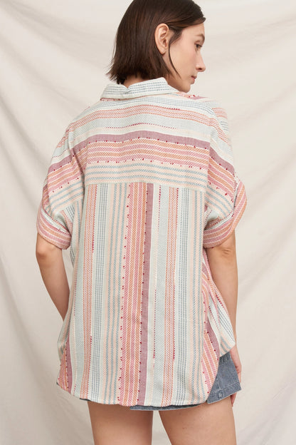 Multicolor Striped Button Down Shirt