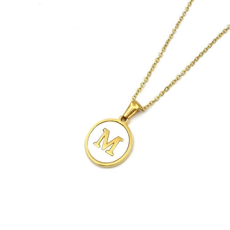 Round 18K Gold-plated Stainless Steel 26 Letters Necklace