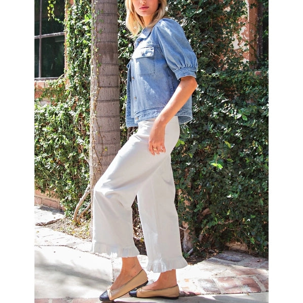 Short Puff Sleeve Denim Jacket
