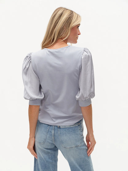 SOLARA MIXED MEDIA SATIN TOP