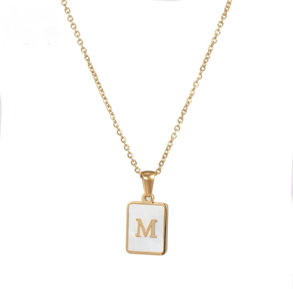 18k Gold plated stainless steel initial necklace