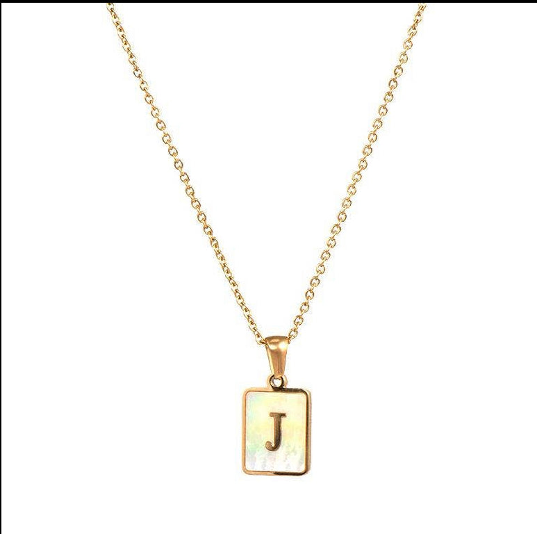 18k Gold plated stainless steel initial necklace