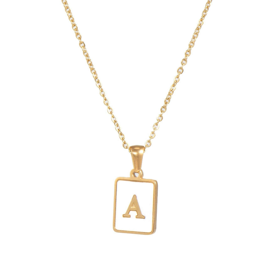 18k Gold plated stainless steel initial necklace