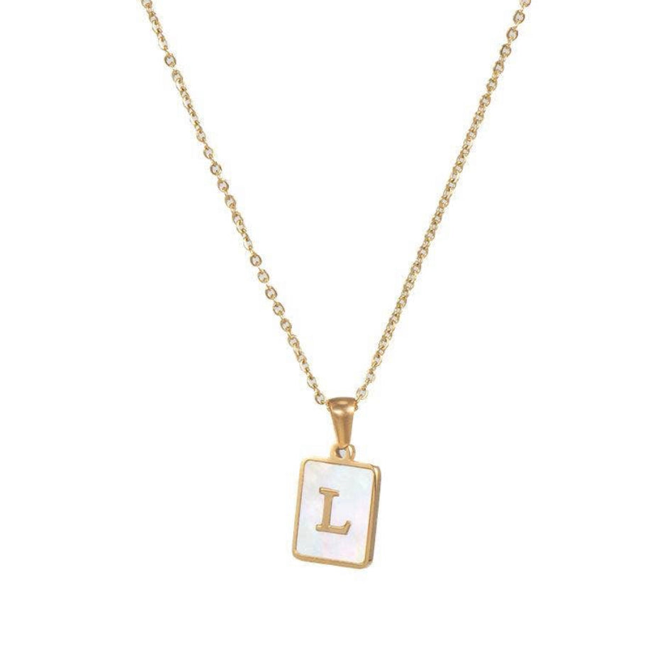 18k Gold plated stainless steel initial necklace