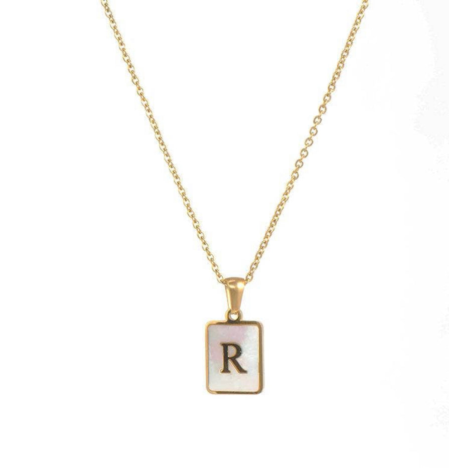 18k Gold plated stainless steel initial necklace