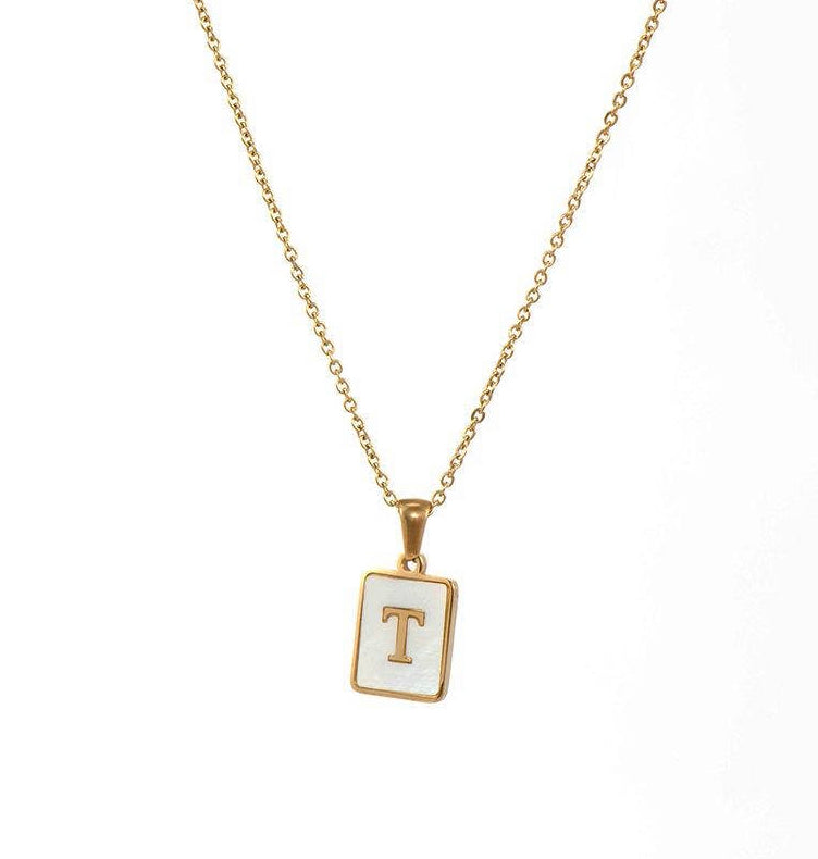 18k Gold plated stainless steel initial necklace