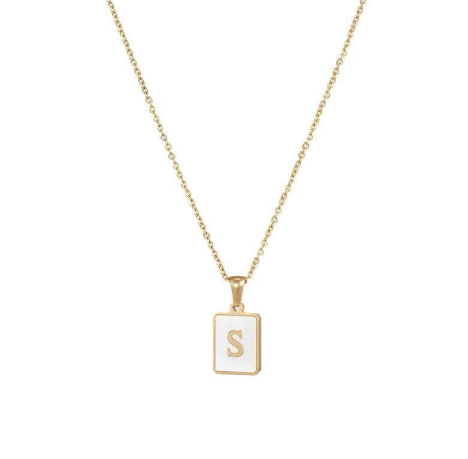 18k Gold plated stainless steel initial necklace