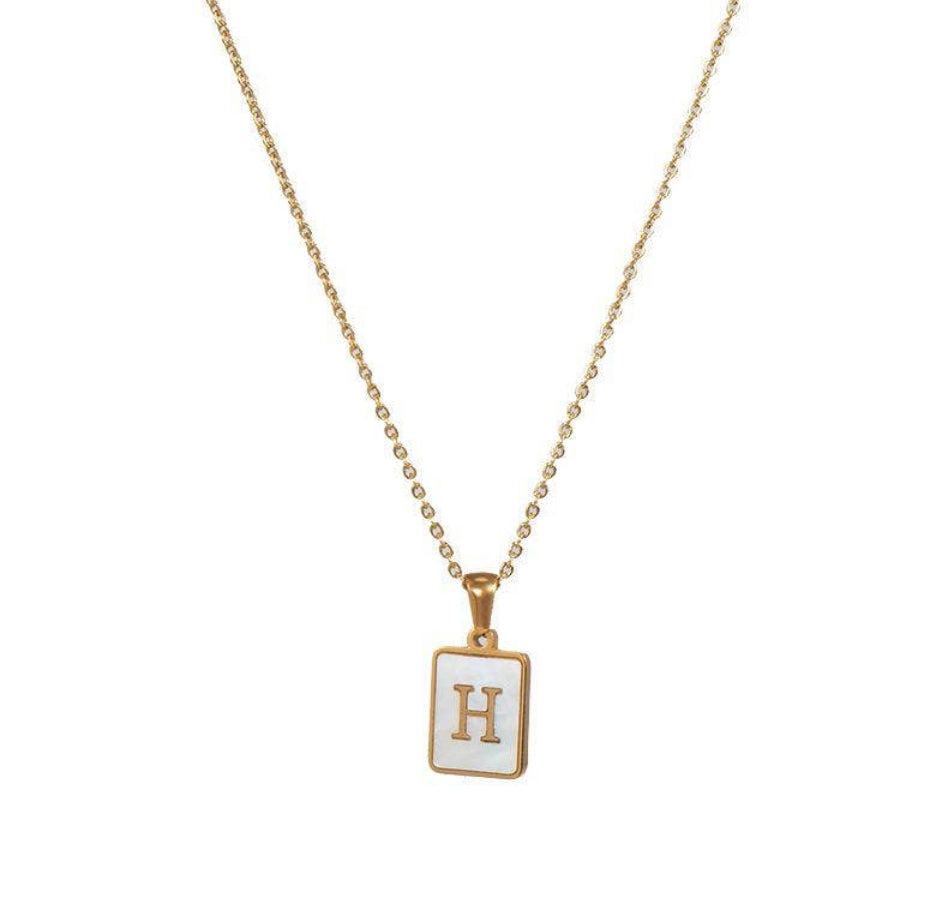 18k Gold plated stainless steel initial necklace