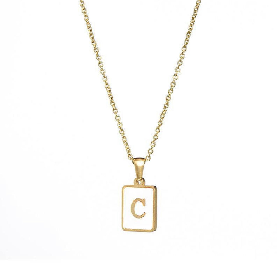 18k Gold plated stainless steel initial necklace