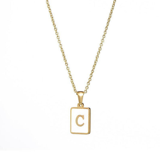 18k Gold plated stainless steel initial necklace