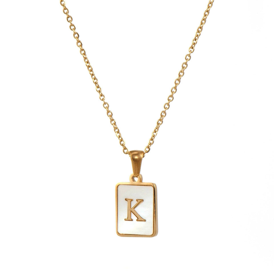 18k Gold plated stainless steel initial necklace